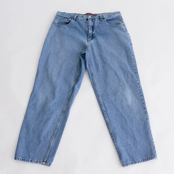 Vintage 90S Nevada Blue Light Wash 100% Cotton Straight Leg Denim Jeans Size 38 - Picture 1 of 14